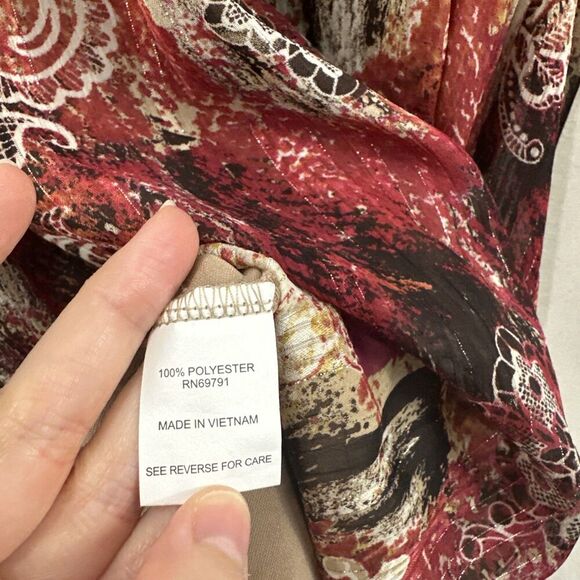 Sara Michelle Boho Metallic Thread Paisley Peasant Top Y2K Womens Size 1X Hippie - Picture 10 of 11